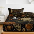 thumbnail image 6 of Cal.King Size Fitted Sheet Set - Halloween 3 Piece Bedding Sets 16" Deep Pocket Fitted Sheet with 2 Pillowcases, Retro Ghost Pumpkin Skull Black Cats Autumn Brushed Microfiber Hotel Luxury Bed Sheets, 6 of 9