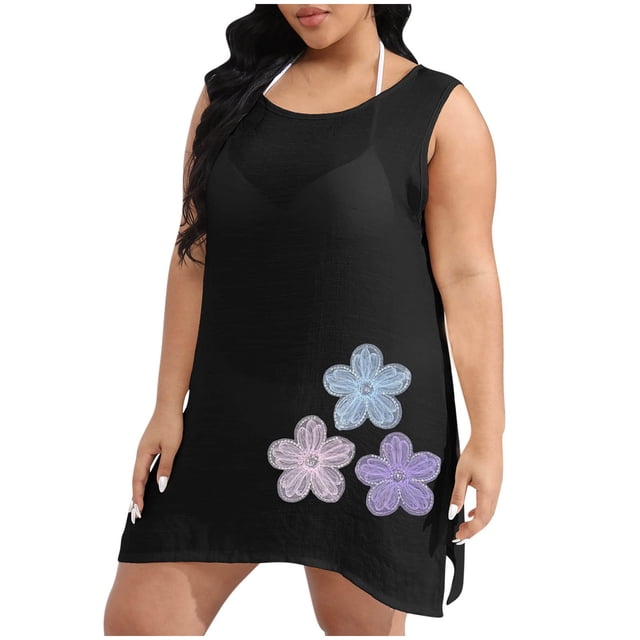 Mujeres Más Tamaño Humo, Nuevo Bordado Lentejuelas Encaje Casual Top para Uso Diario Y de Fiesta, Elástico Cuello Redondo Blusa de Túnica