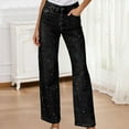 thumbnail image 2 of Womens Rhinestone Jeans Baggy Y2K Straight Wide Leg Sparkly Glitter Denim Pants (Black L), 2 of 5
