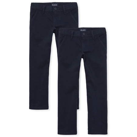 The Children's Place Girls Uniform Stretch Bootcut Chino Pant, 2-Pack, Sizes 4-18