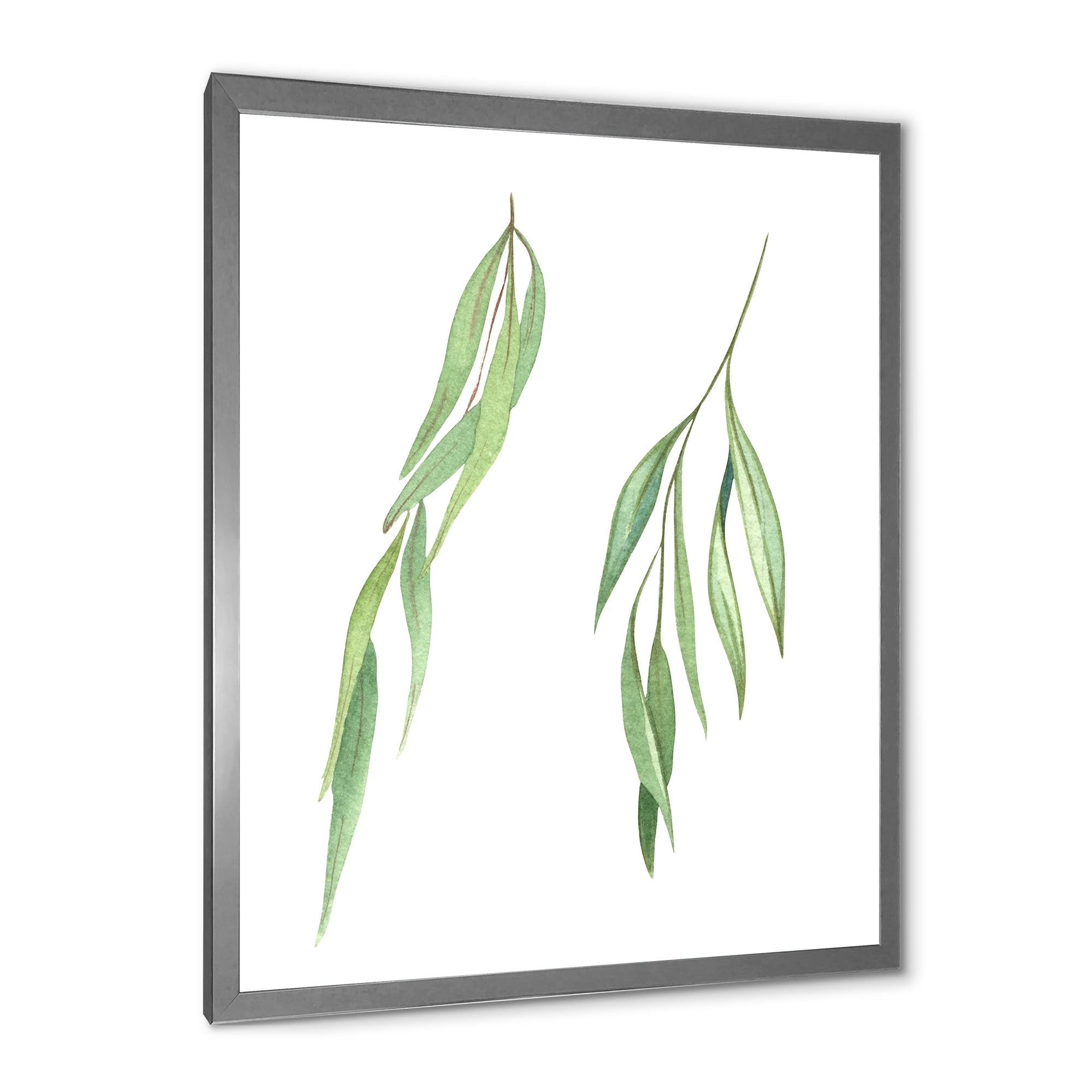 Designart 'Two Willow Branches On White' Farmhouse Framed Art Print