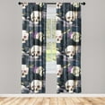 thumbnail image 3 of Ambesonne Goth Night Curtains, Misty Woods Lunar Moth, Pair of 28"x95", Slate Blue Beige Ivory, 3 of 5