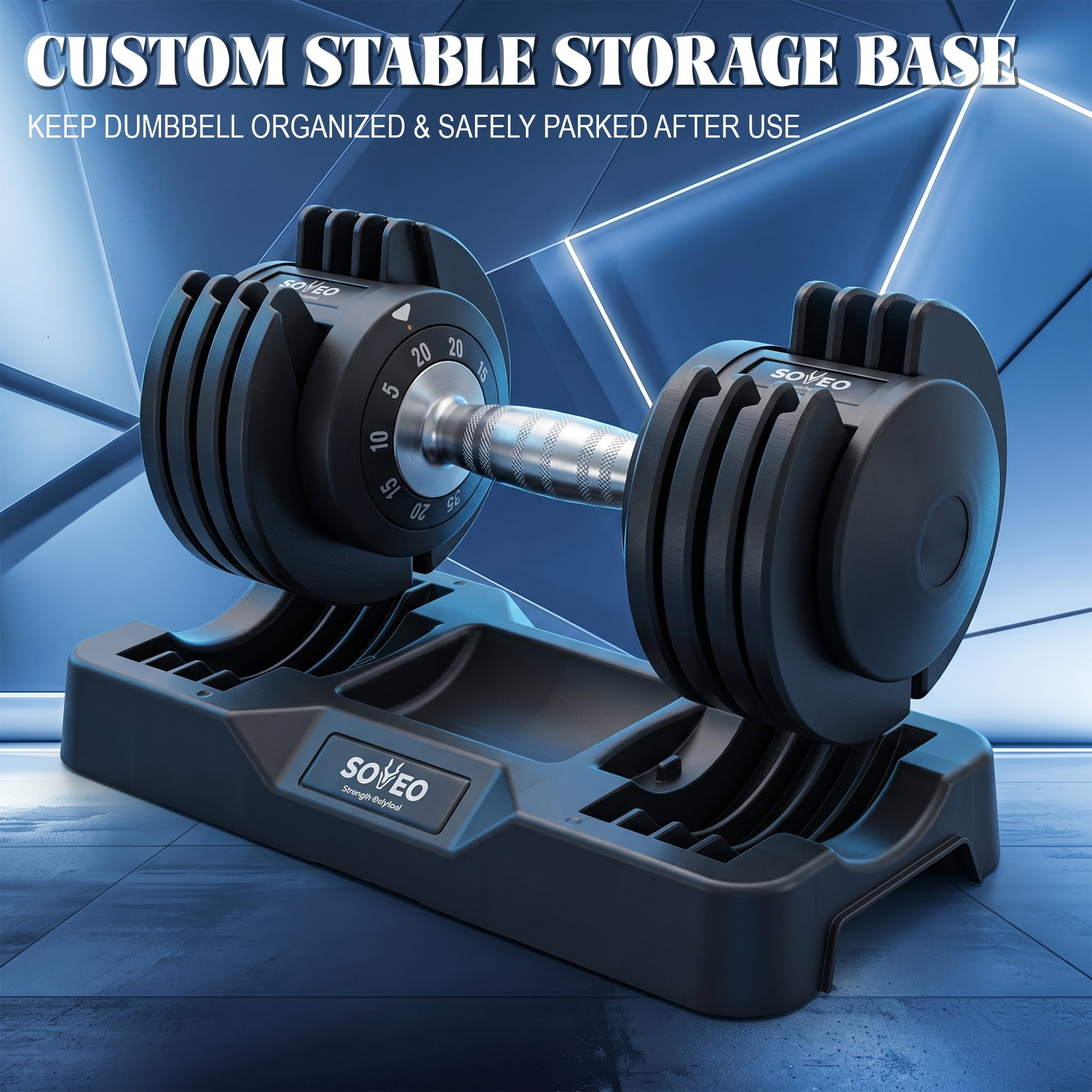 Leumius Adjustable Dumbbell Set, 10-in-1 25LB/55LB Adjustable Dumbbells with Lock System, Fast 1 Sec Adjustment, Non-Slip Grip & Storage Tray, Home Gym Workout Weights for Men Women,Black