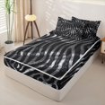 thumbnail image 2 of Erosebridal Zebra Pattern Zipper Twin Comforter Sets with Fitted Sheet and 2 Pillowcases,Abstract Vintage Stripes Zipper Bedding Set,Black Gray Silver,Black Reversible, 2 of 6