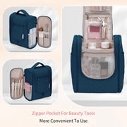 Narwey Hanging Toiletry Bag with Hook Quilted Travel Make up Bag with Multiple Compartments, Cosmetic Organizer Dopp Kit for Women Men, Medium, Teal