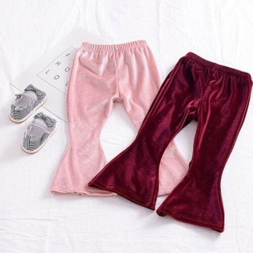 Pantalon en Peluche à Pattes d'Éléphant pour Nouveau-Né, Tout-Petit, Bébé Fille, Pantalon Long Évasé pour Enfants 1-5 Ans