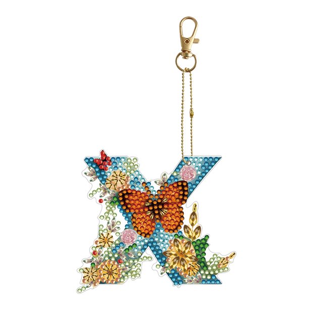 (GJ148) DIY Punto Diamante Llavero Letra Diamante en Forma Especial (diamante Doble Cara)
