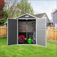 thumbnail image 3 of Storage Sheds | Casita de Almacenamiento, 6ft x 4ft Lockable with Floor, for Backyard Patio Lawn, Modern Slate Gray | Plastic | Sloped Roof, 3 of 4