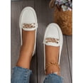 thumbnail image 1 of Rhinestone & Chain Decor Litchi Embossed Loafers, Black Fashionable Rhinestone & Metallic Chain Decor Solid Color Loafers, 1 of 4