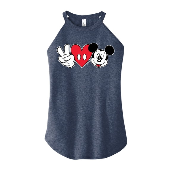 Mickey & Friends - Peace Love Mickey - Juniors High Neck Tank Top