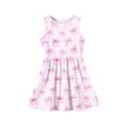 thumbnail image 4 of Grblisyd Girls Dress Summer Coquette Bow Print Sleeveless Ruched Crew Neck A Line Dress for Kids Casual 3-12 Y, 4 of 5