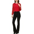 thumbnail image 2 of BLUSA DE CHIFFON CHIC INSPIRADA para Mujeres con Escote en Forma de Llave y Mangas de Patchwork Elegante Top de Trabajo XS Rojo, 2 of 7