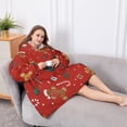 thumbnail image 5 of Oversized Wearable Blanket Hoodie,Red Christmas Gingerbread Man Pattern Sherpa Blanket Hoodie with Super Pockets,Super Warm Fuzzy Pullover for Women & Men, 5 of 6