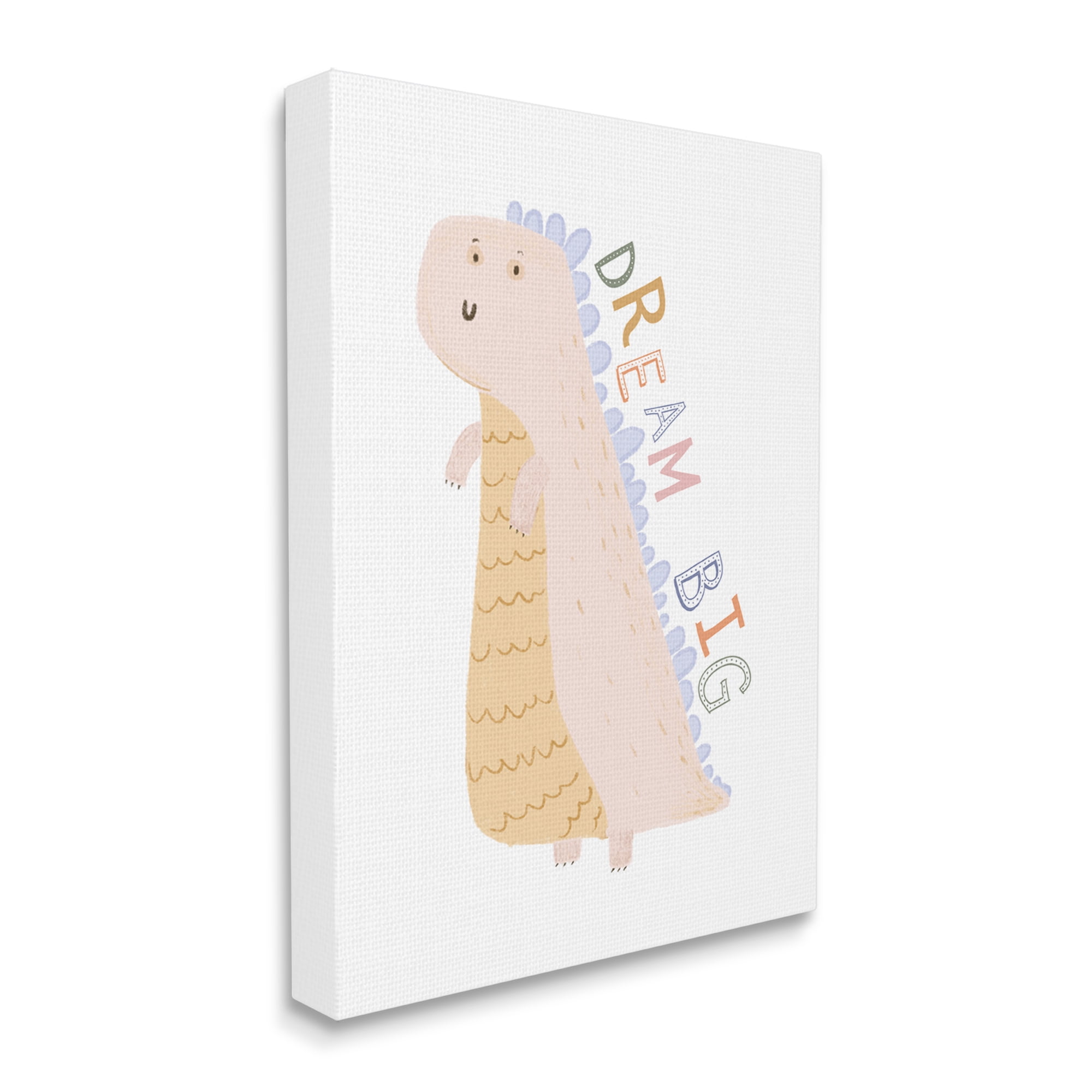 Stupell Industries Dream Big Pastel T-Rex Animals & Insects Painting Gallery Wrapped Canvas Art Print Wall Art, 36 x 48