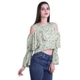 thumbnail image 3 of Moomaya Cold Shoulder Tops Shirts For Women Button Down Long Ruffle Sleeve Top, 3 of 5