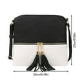 thumbnail image 3 of GEZHEN Ladies Fashion Solid Color Leather Large Capacity Adjustable Shoulder Belt Double Zipper Versatile Single Tassels Messenger Bag Strap Tassel Crossbody, 3 of 5