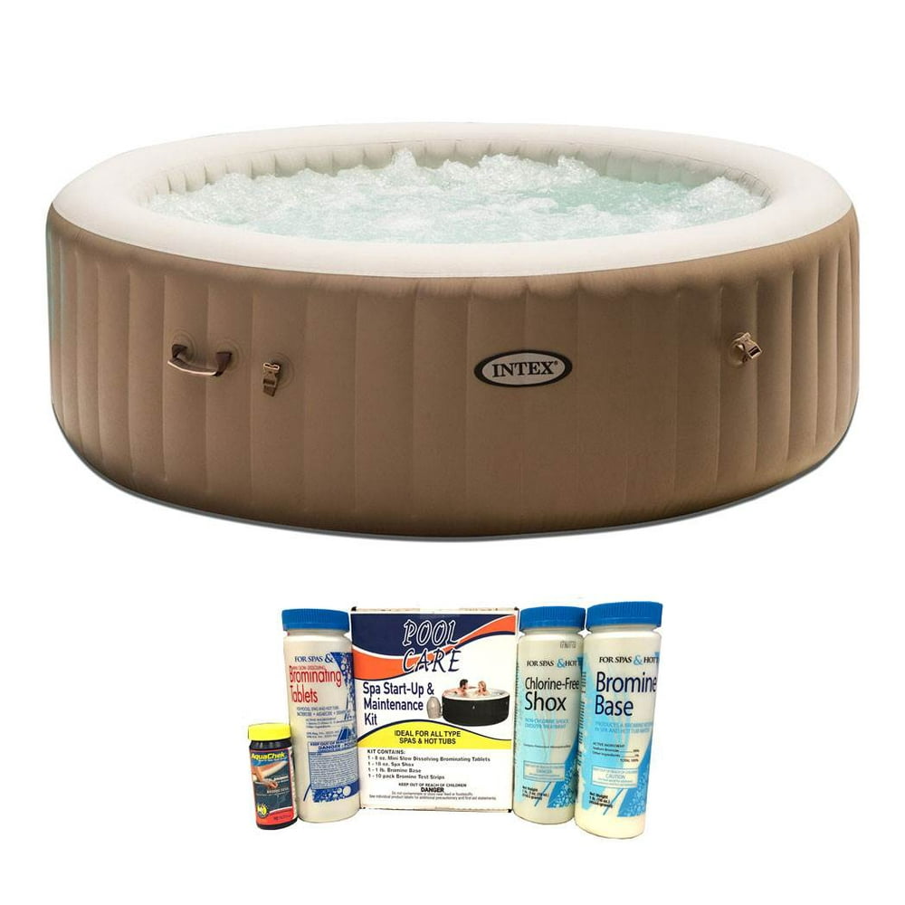 Intex Pure Spa 6 Person Inflatable Portable Bubble Jet Hot Tub With Chemical Kit