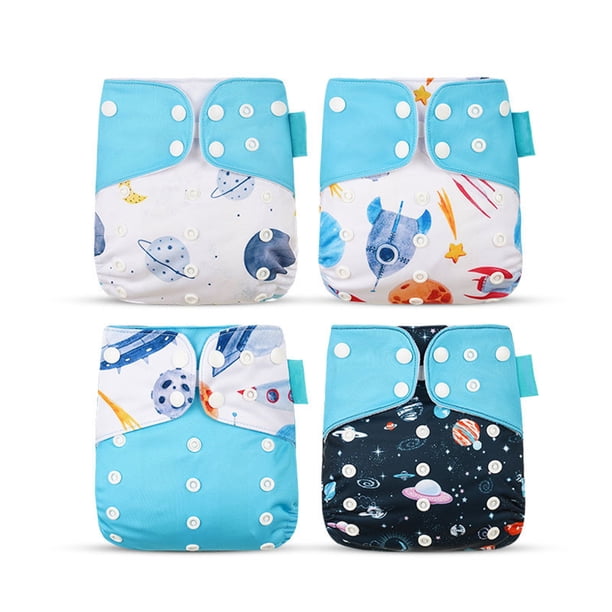 Paquete de 4 pañales de entrenamiento para bebés Pañales impermeables lavables Impresión ajustable A prueba de fugas Recién nacido Aprendizaje Envoltura de enfermería Tipo 9 seitruly BA000363-09