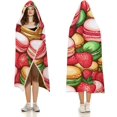 thumbnail image 3 of Colorful Macarons Cake And Various Fruits Hooded Blanket Soft Wearable Blanket Throw Blanket Wrap Cloak Cape for Women Men, 3 of 6
