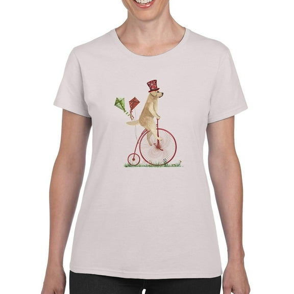 Cute Dog On A Unicycle T-Shirt Women -Fab Funky Designs, Female 5X-Large