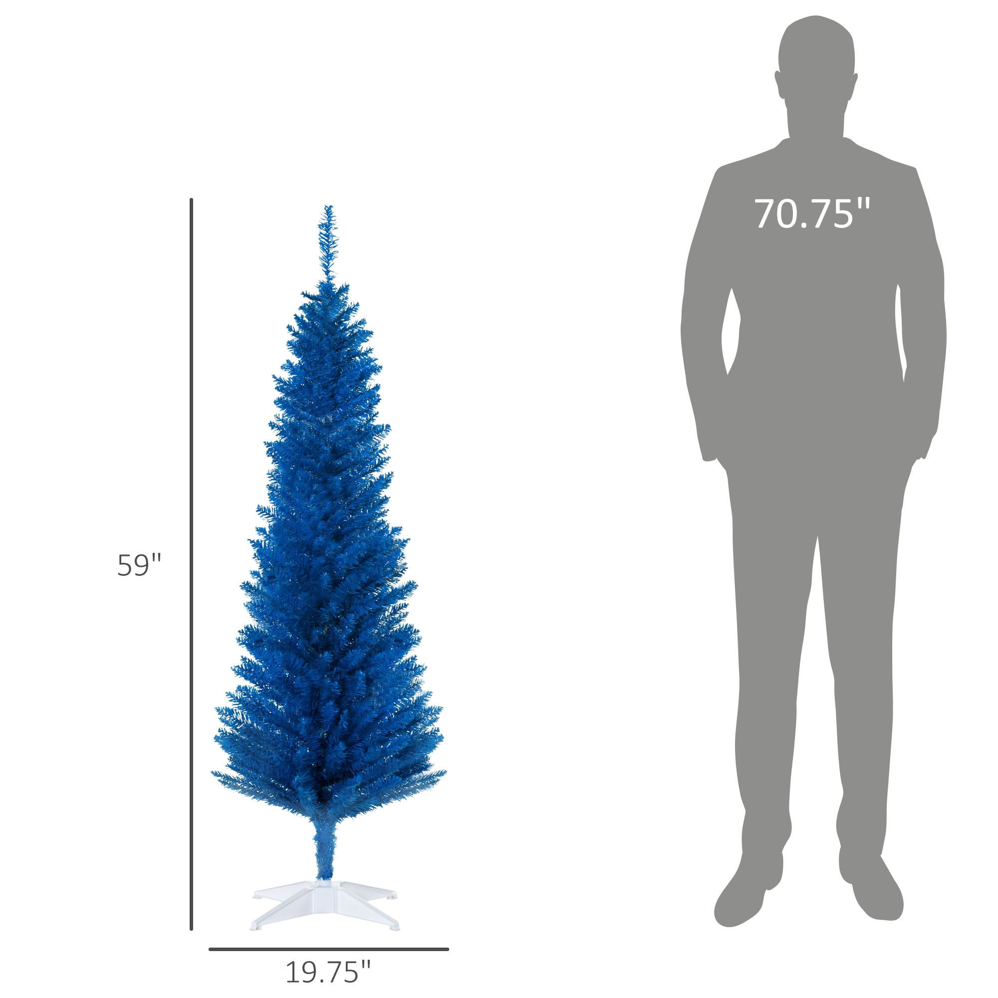 Pencil Christmas Tree, 5 ft Artificial Holiday Tree with 294 Branch Tips and Plastic Stand, Slim Space-Saving Design for Small Rooms and Apartments