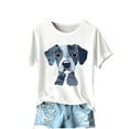 thumbnail image 2 of Qulqfy Cartoon Shirts Women Puppy Dog Print Cute White Shirts Graphic Women's Short Sleeve Tops 2XL, 2 of 4