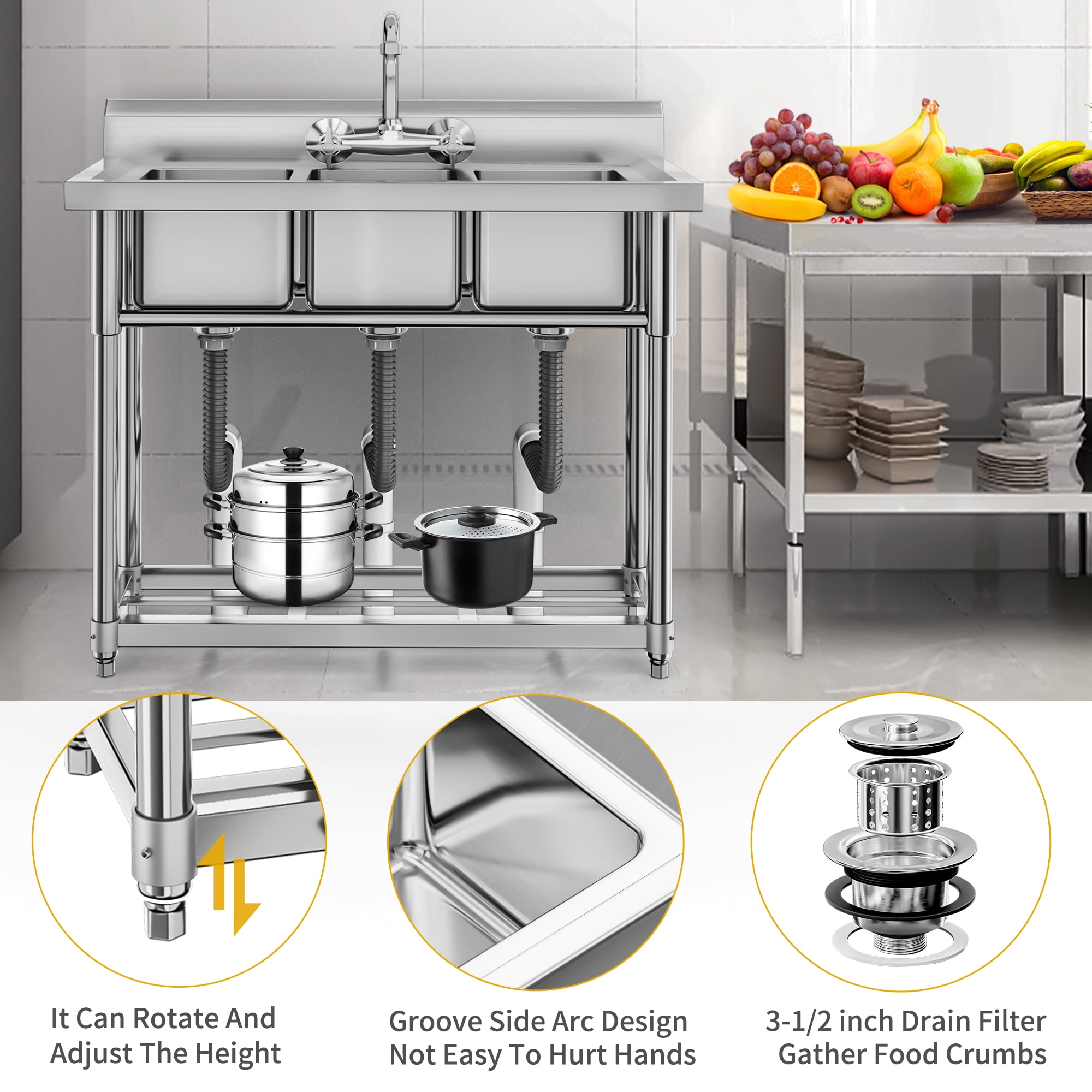 Dextrus Stainless Steel Kitchen Single Bowl Commercial Sink Dextrus Stainless Steel Kitchen Single Bowl Commercial Sink