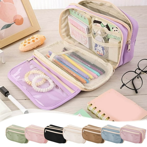 Under $1 Pencil Case, Hwkond Large Capacity Pencil Case Pouch with Zipper Spacious Opening Pen Bag Campus Office Storage for Students Student Student Adults Back to College
