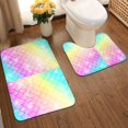 thumbnail image 2 of Honeii Fish Scale Pattern Bathroom Anti-Skid Pad Bathroom Mat Vintage Seamless Pattern Not-Slip Toilet Rug Set, 2 of 6