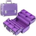 thumbnail image 1 of Funda organizadora de maquillaje FRENESSA extra grande con 6 bandejas, color morado, 1 of 7
