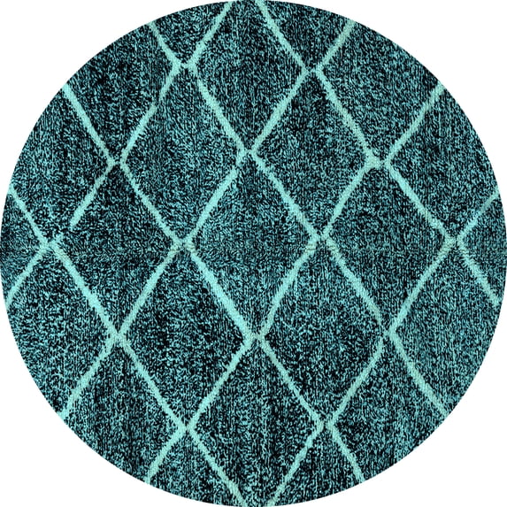 Ahgly Company Indoor Round Abstract Light Blue Modern Area Rugs, 8' Round