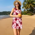 thumbnail image 3 of Vsdgher Robes d'Été Imprimé Rose pour Femmes Robe de Plage Décontractée Col en U Sans Manches Robe d'Été Ample avec Poche, 3 of 7