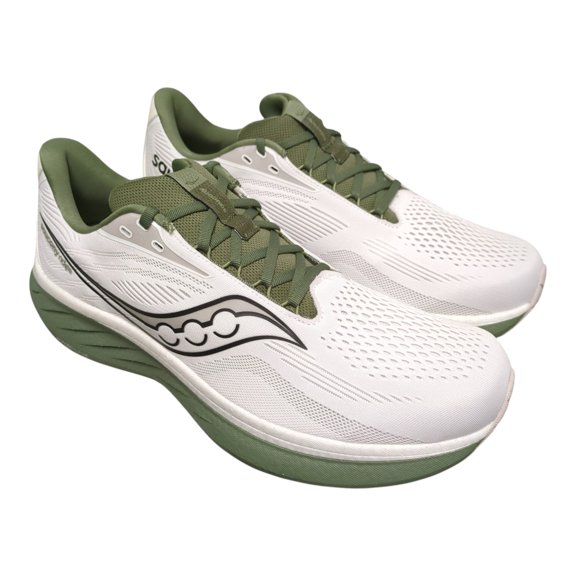 Saucony Men's Ride 18, White | Olivine, 12.5, Medium