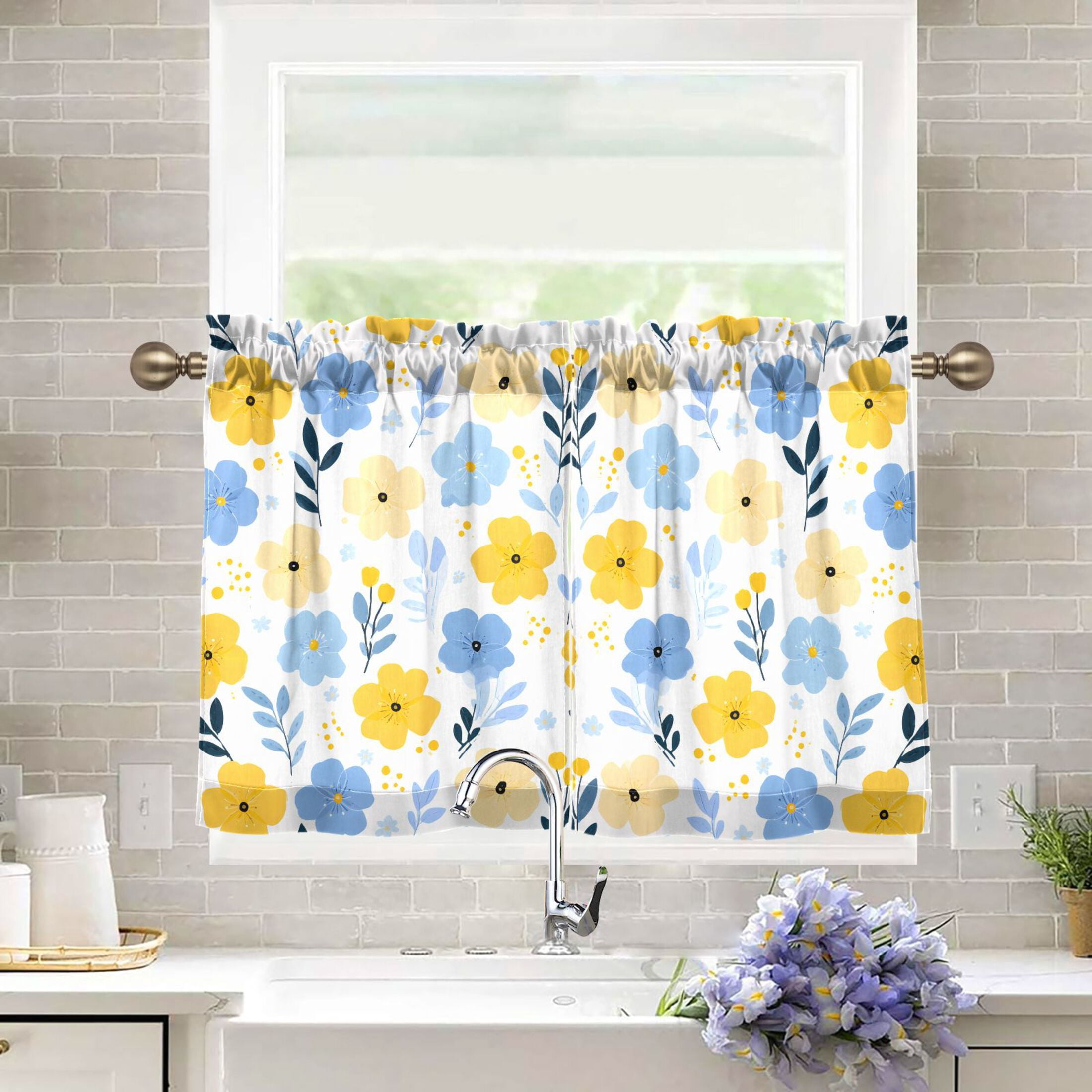 Linen Kitchen Curtains Beautiful Little Flower Tier Curtains Tier Kitchen Living Room Bedroom Balcony 2 Panels 27x36 Inch