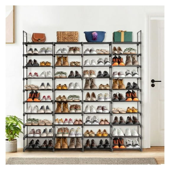 Shoe Rack 10 Tier - 80 Pair Shoe Organizer for Entryway, Stackable Shoe Cabinet, Space Saving Shoe Shelf for Men & Women, Durable Metal & Plastic Construction