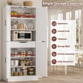 thumbnail image 2 of iSunirm 71" Tall Kitchen Pantry Storage Cabinet with Drawer, 4 Doors and 4 Adjustable Shelves, Freestanding Wood Farmhouse Pantry Cabinet for Kitchen, Dining Room, Pantry, 2 of 7