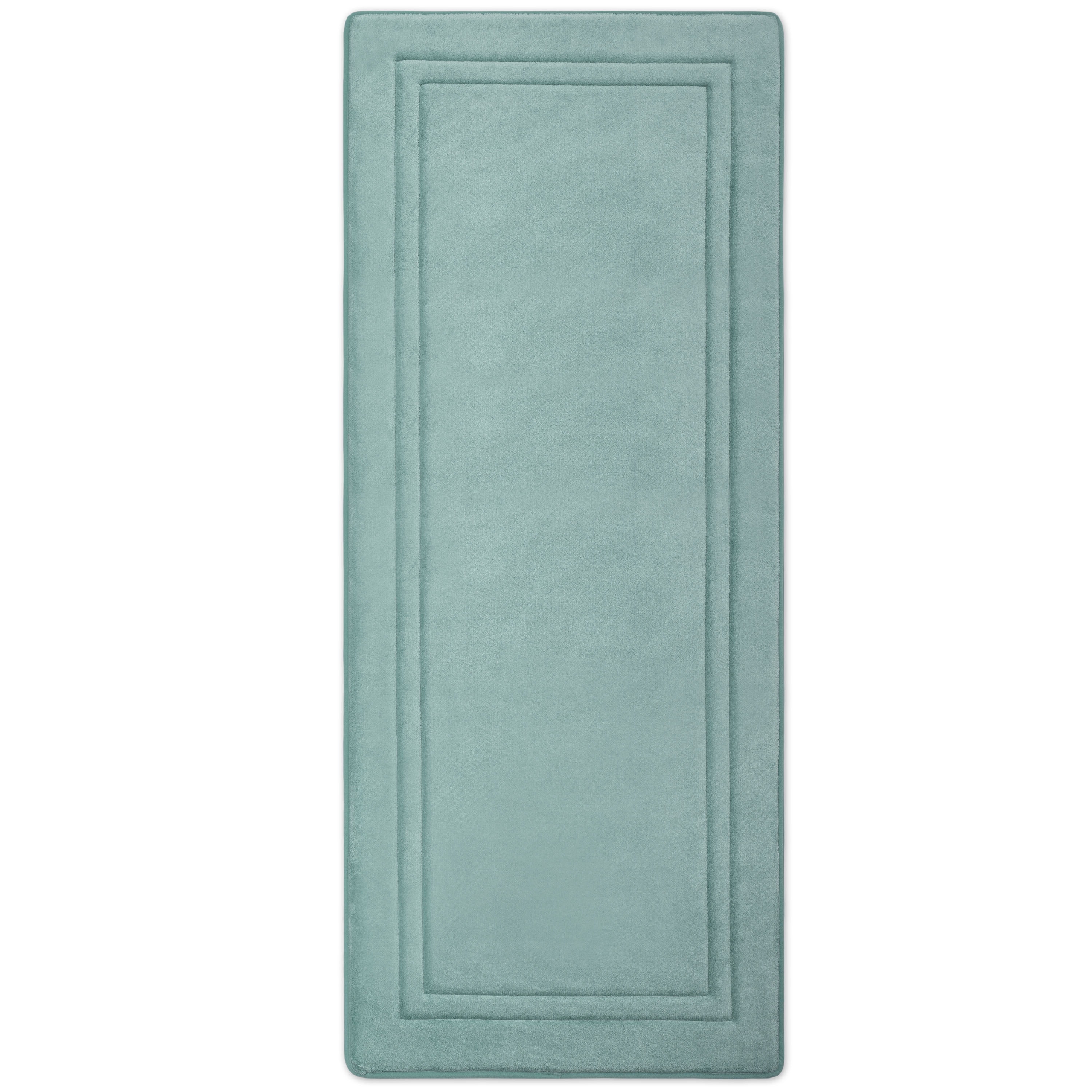 Microdry Quick Drying Memory Foam Framed Contour Bath Mat with GripTex Skid-Resistant Base, 21" x 24", Blue