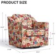 thumbnail image 5 of DREAMSIDEA Swivel Accent Chair, Swivel Barrel Chair, Upholstered Comfy 360 Degree Swivel Club Chair for Living Room/Bedroom/Waiting Room/Office(Floral Chair Beige, Set of 2), 5 of 6