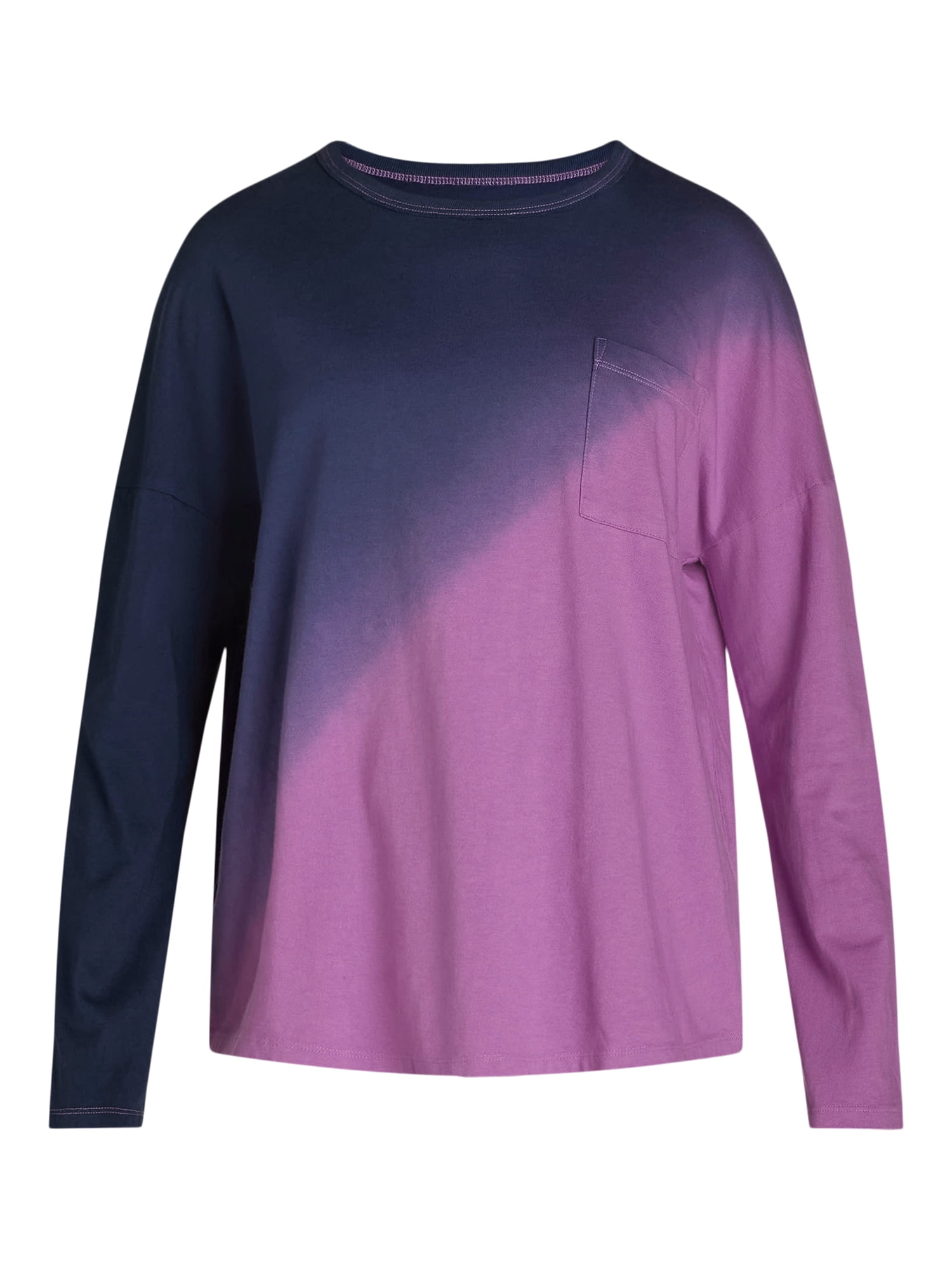 Time and Tru Women's Oversized Tie Dye T-Shirt with Long Sleeves, Sizes XS-XXXL