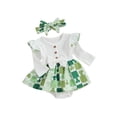 thumbnail image 1 of SUNSIOM Bébé Fille Irlandais Jour Robe Trèfle à Manches Longues Imprimé Volant avec Bandeau, 1 of 6