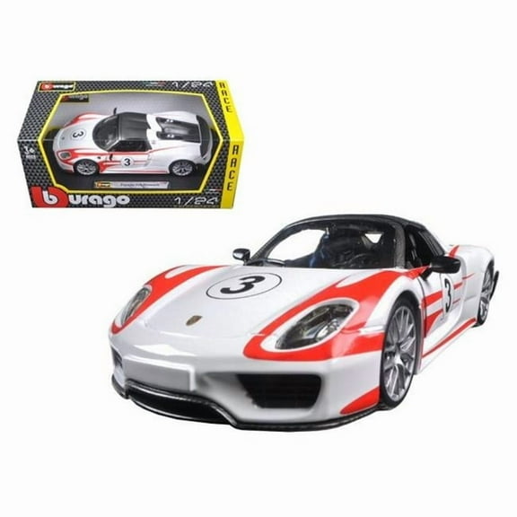 Bburago 28009w Porsche 918 Spyder Weissach No.3 1-24 Diecast Model Car