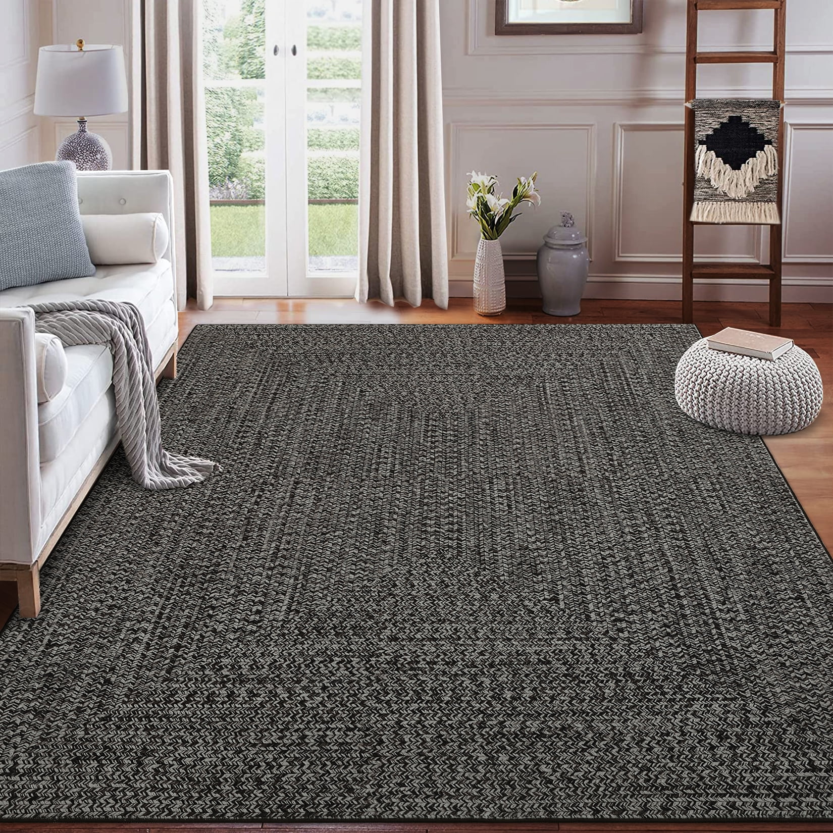 COZONY 5*7ft Washable Runner Rug w/ TPR Backing, Soft Low-Pile Carpet for Kitchen & Bathroom,Gray Zongz