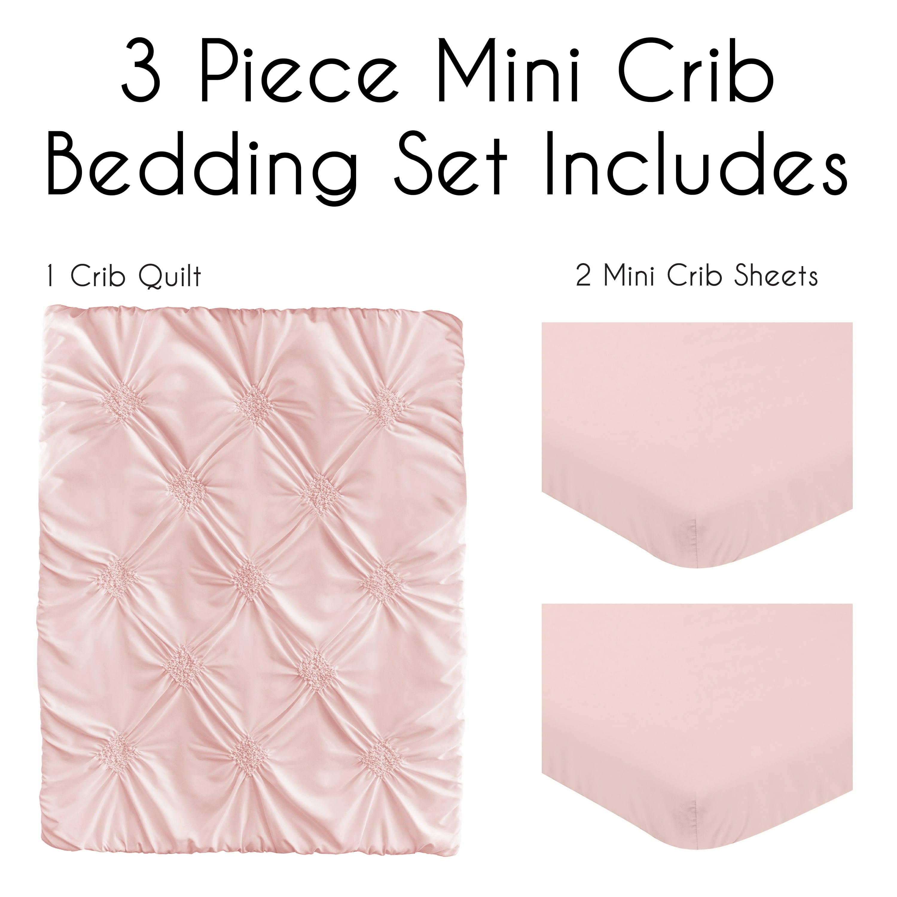 Sweet Jojo Designs Harper Blush Pink 3 Piece Mini Crib Bedding Set