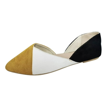 Omagie Women s Flats Shoes Pointed-Toe Dress Shoes for Women Flats Shoes Comfortable Flats Shoes(Yellow 8.5)