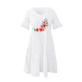 thumbnail image 4 of IROINNID Cute Dresses For Women Plain Comfy Casual Print Short Sleeve V-Neck Pocket Sundress Dress Summer Saving, 4 of 6