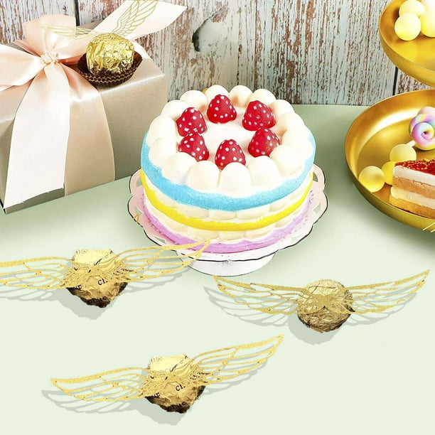 1 Set Cake Topper Exquisite Shape Plentiful Quantity Paper Cake Chocolate  DIY Hollowed Glitter Wings Decoration Birthday 