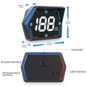 Universal GPS Speedometer MPH Heads-Up Display for Car, USB Plug & Play Large Screen HUD GPS Speedometer with Overspeed Alarm with Shading Plate, Car Charger Adapter, Rotary Suction Cup Holder