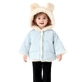 thumbnail image 2 of Abtuhar Toddler Kids Boys Girls Fall Winter Hooded Casual Outerwear and Jackets Solid Fleece Lined Button Coat with Ear Detail Hood for 0‑3 Years, 2 of 5