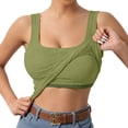 thumbnail image 3 of Lumtrix Built in Bra Tank Tops for Women Ribbed Scoop Neck Slim Fit Sleeveless Going Out Summer Tops Army Green S, 3 of 8