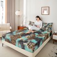 thumbnail image 4 of Castle Fairy Leopard Print Twin Sheet Sets for Boys Girls,Brown Teal Bedding, 4 of 7